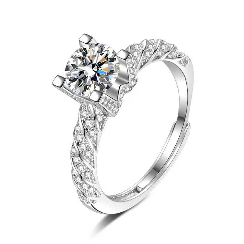 925 Sterling Silver Open Ring with Micro Inlay CZ Simulated Stackable Ring Platinum Plated Eternity Bands for Women XJ250707