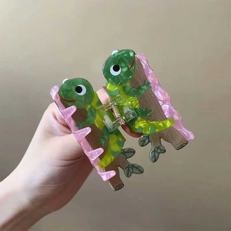 Creative Acrylic Cartoon Tortoise Koala Book Lizard Wave Shape Headwear New Personality Animal Shark Hair Clip Claw Accessories Y250707