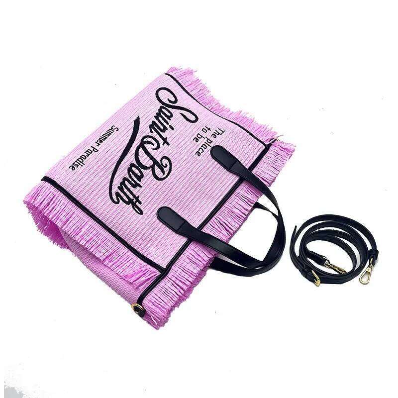 OLOEY SAINT BARTH mat crossbody small bag, casual travel straw handmade tassel handbag, tote bag