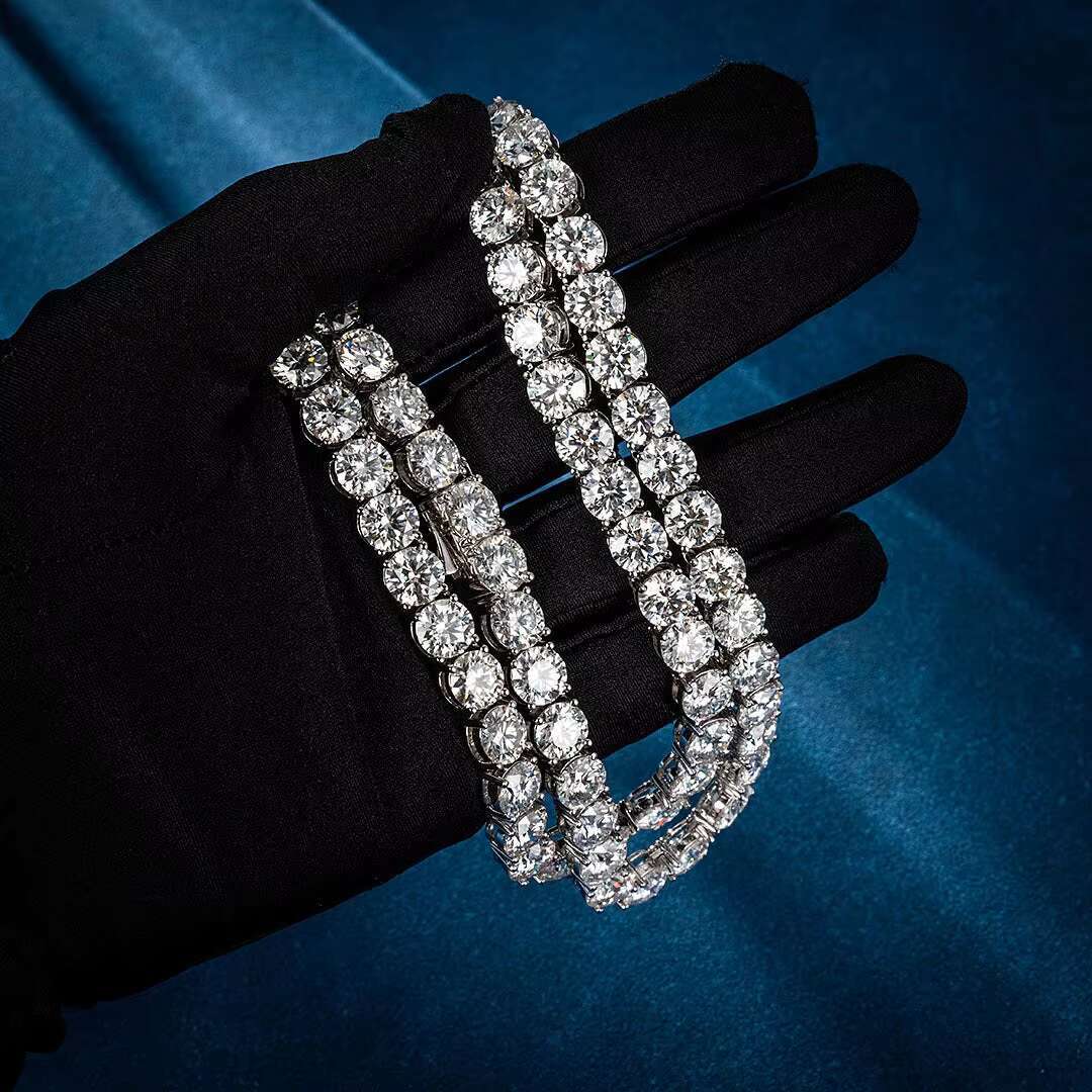 925 Sterling Silver Hiphop Tennis Chain 3-8MM VVS Iced out Moissanite Necklace Passes Diamond Tester