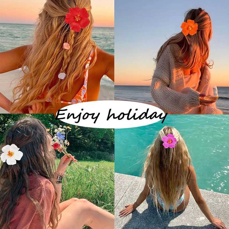 6PCS/3PCS Hawaiian-style Hibiscus Hair Clips Artificial Flower Headwear Suitable for Seaside Vacations Party Decorations Y250707