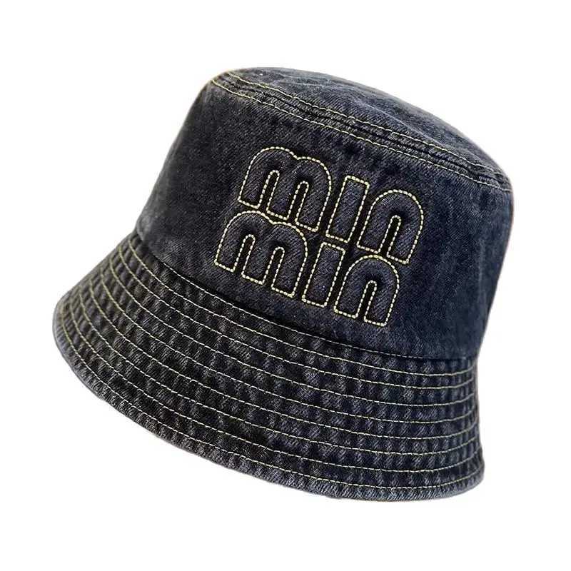 Washed Denim Embroidery Letter Fisherman Hat Children Spring Summer Jeans Korean New Bucket Hat Luxury Brand Sun Hat Cap Y250707