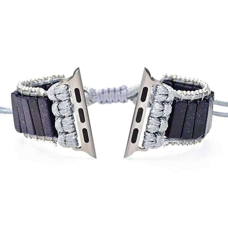 Natural Smart Handmade Bohemian Tubular Stone Unique Night Sky Watch Band 38 42 44 45mm
