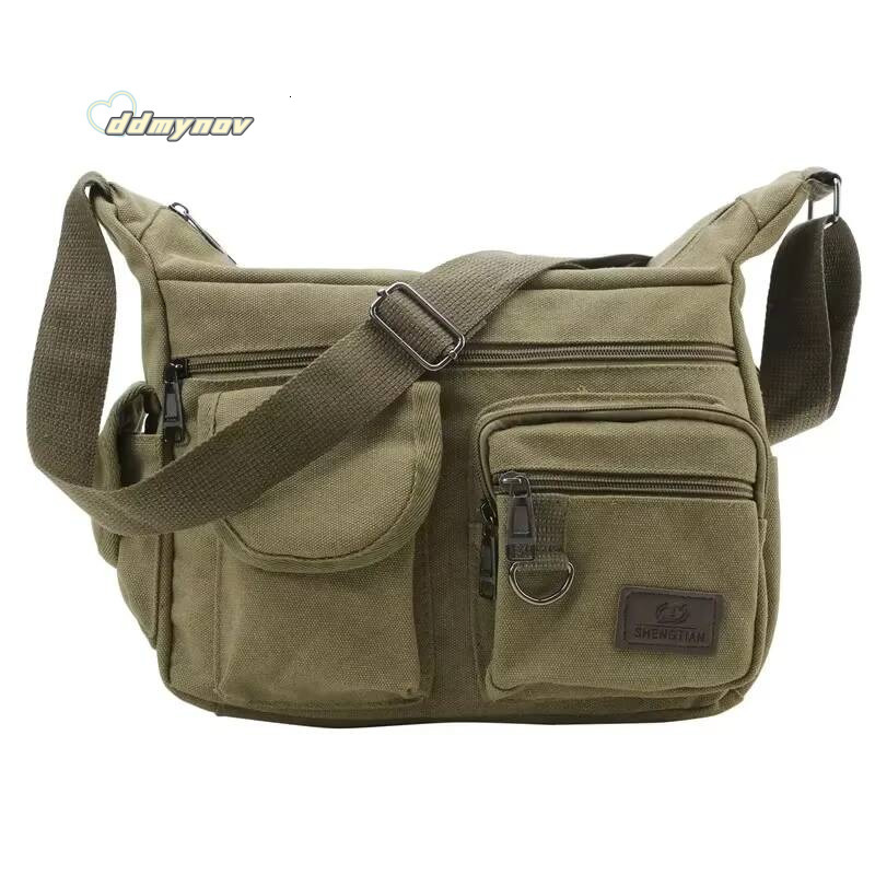 Heren Casual Sling Bag Messenger Crossbody Schouder Unisex Reizen Outdoor Vintage Tassen ddmynov