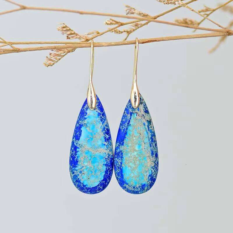 Design Shape Mixed Color Natural Stone Earrings Water Drop - Shipped