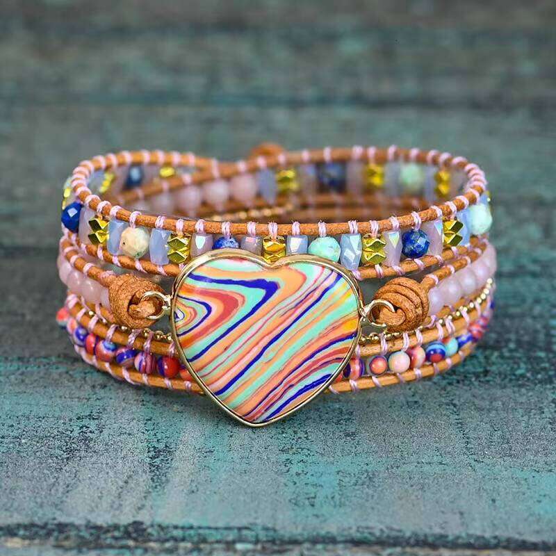 Natural 5-Layer Handmade Heart-Shaped Imperial Stone Bracelet Women's Jewelry Drop Shipping