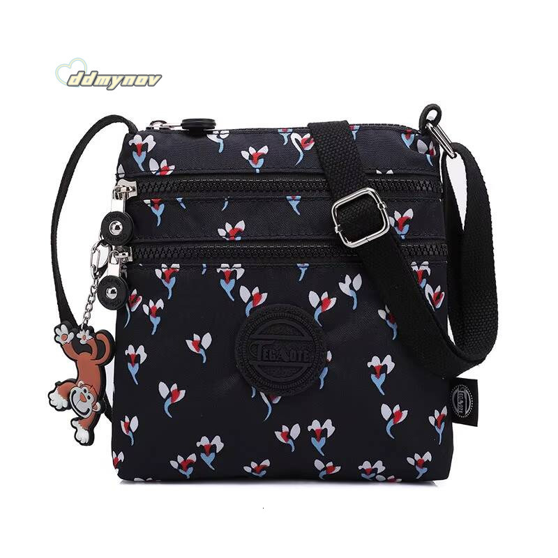 High Quality Flower Nylon Men Women Shoulder Messenger Bag Cross Body Phone Purse Lightweight Blue Grey Black Red Purple M0908 ddmynov