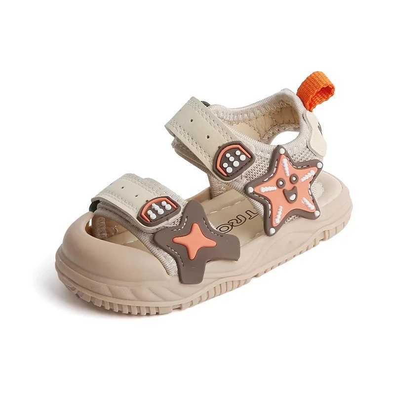 2025 New Fashion Korean Style Summer Luxury Pentagram Childrens Beach Shoes Ergonomic Soft Soled Childrens Womens Sandals R250707
