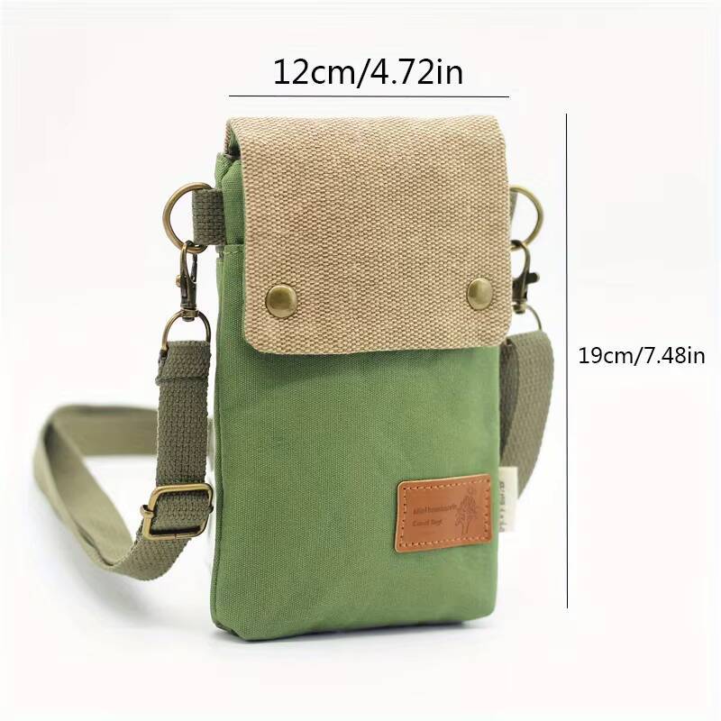 Mini Fabric Color Contrast Cell Phone Bag, Vintage Shoulder Purse For Women Small Crossbody Bag New All-match ddmynov