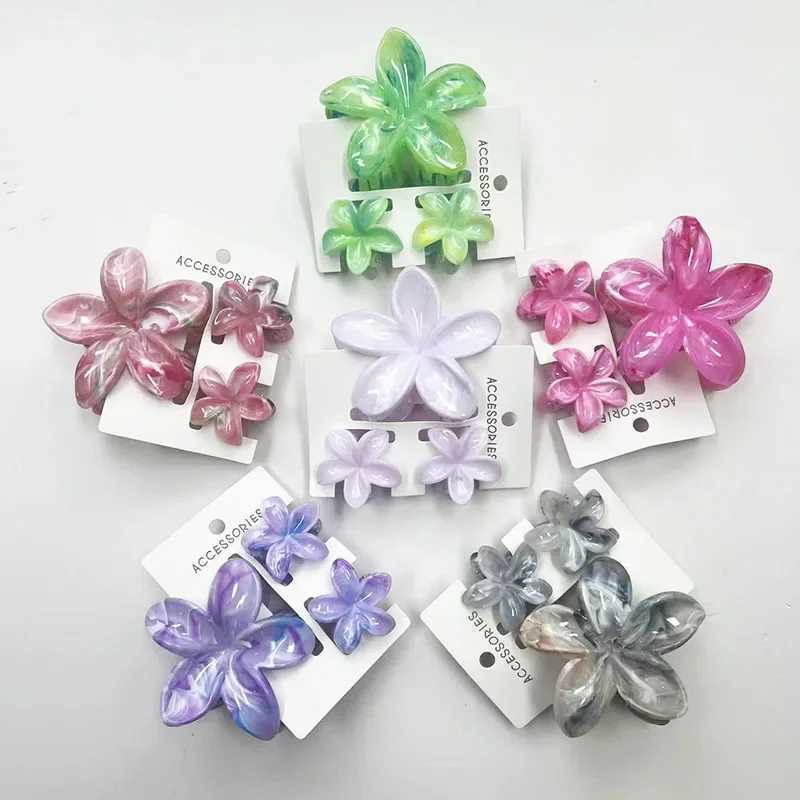 3Pcs/Set Hawaiian Gradient Hair Clips Flower Hair Claws Women Small Size Fashion Hair Accessories Hairpin Crab Barrette Y250707