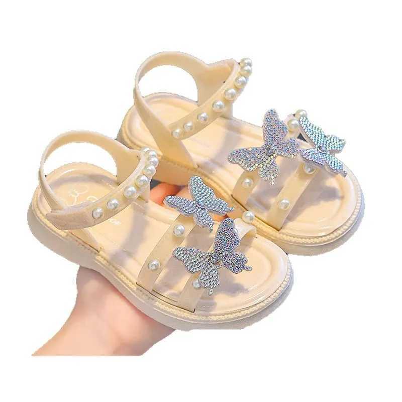 KidsSandals PU Leather Sequin Peep Toe Summer Outdoor Flat Shoes For Girls Breathable Anti-slip White Purple Pink Size 25-36R250707