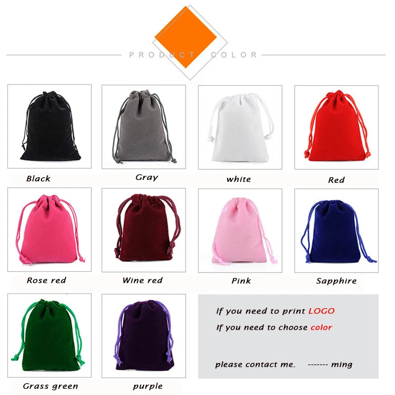 100Pcs/lot 5*7cm Velvet Drawstring Pouch Bag with Jewelry Bag Christmas Wedding Gift Bags Pouches With Velvet bags wholesale 250702
