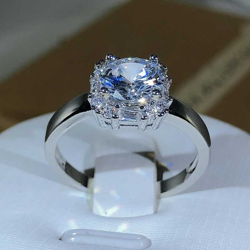 Original Four-Claw 925 Silver Color Wedding Rings For Women Square AAAAA Big White Zircon Engagement Rings Jewelry XJ250707
