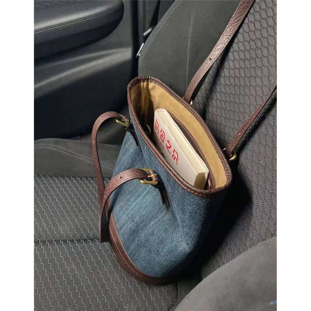Vintage Cowboy Women Bucket Shoulder Bags Large Capacity Brand Designer Patchwork Ladies Handbags Denim Big Totes Blue