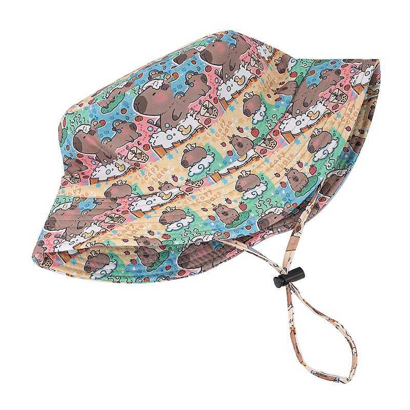 Hot Sale Unisex Summer Capibara Bucket Hat Capybara Print Outdoor Sun Protection Women Cap Adult Lovely Hat Y250707