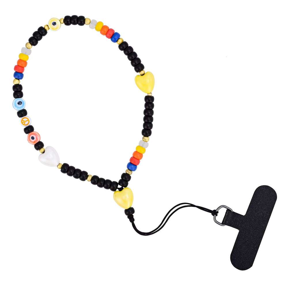 New Natural Stone Bohemian Trend Cut Black Strap Healing Crystal Simple Phone Pendant Chain