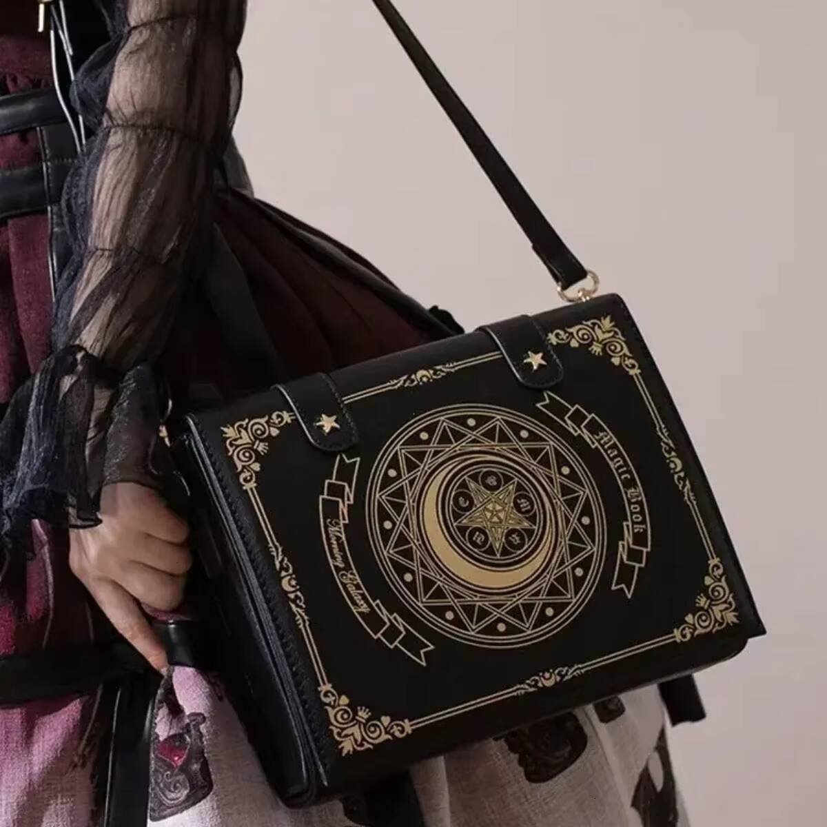 Y2K Korean Gothic Square Black Shoulder Bag Harajuku Vintage Aesthetic Purses Luxury Designer Handbags Messenger Tote Bags Women ddmynov