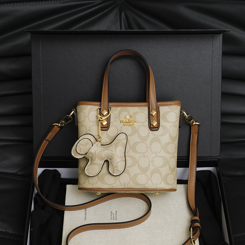 Designer High-End Feel 2025 New Korean Version Printed Versatile Bucket Elegant Handbag Fashion Shoulder Crossbody Light Luxury Women's Bag