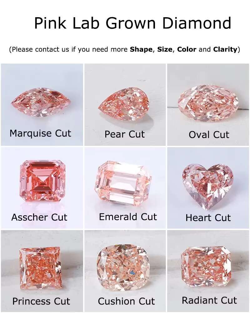 IGI Certified Pink CVD Lab Grown Diamond Pear Oval Radiant Princess Cut Fancy Shape HPHT Loose Diamond Various Colors