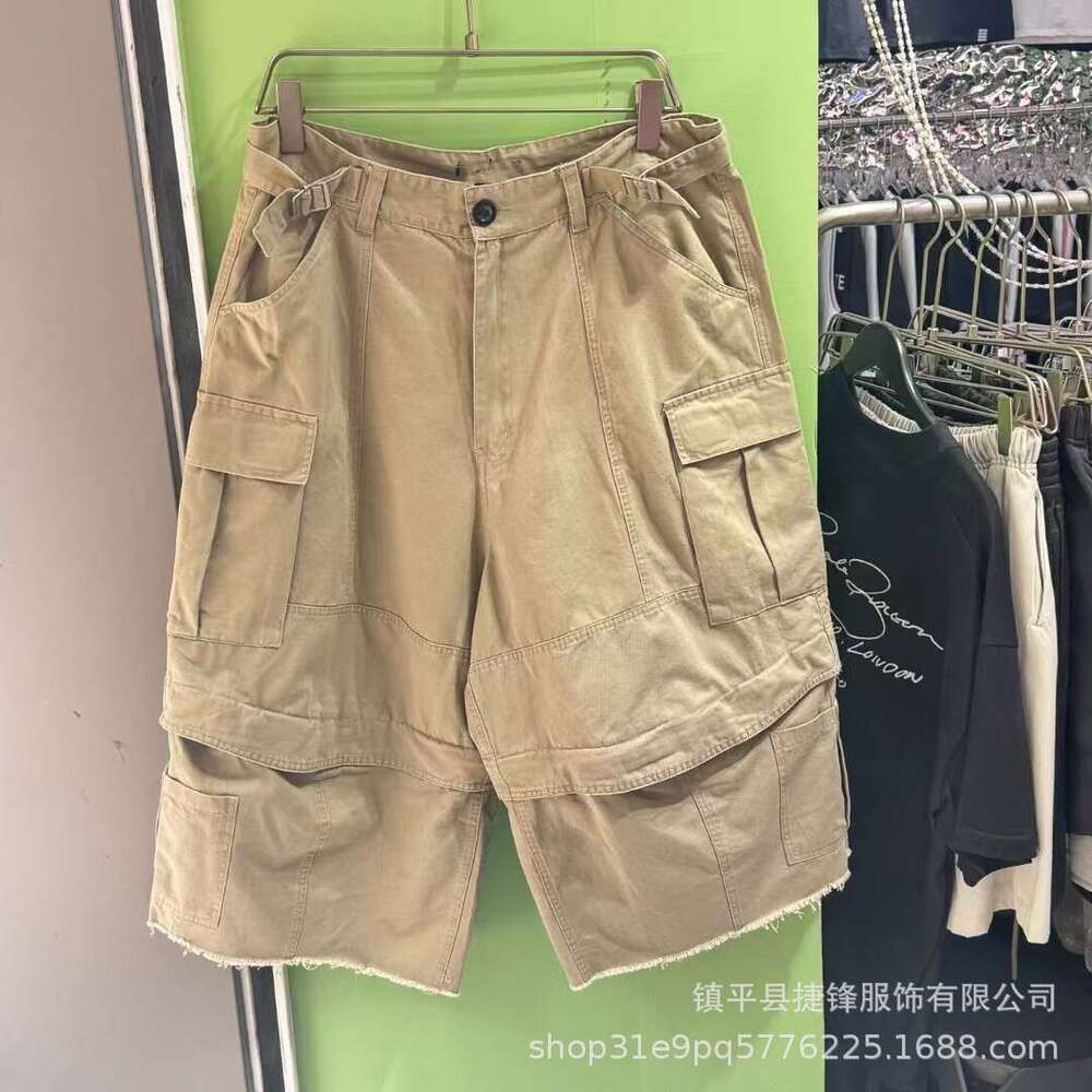 Street Style Spring Summer Autumn Multi-Pocket Camouflage 3D Over-the-Knee Casual Zipper Patchwork Cargo Shorts