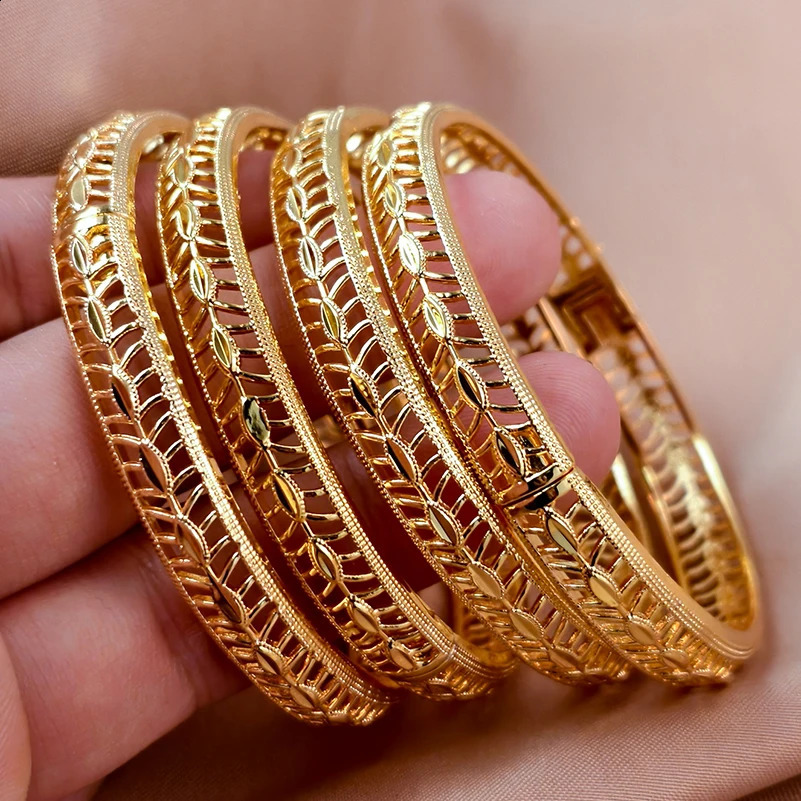 24k Dubai Gold Plated Bangles Luxurious Exaggerated Flower Fashion Bracelet Party Jewelry 250707