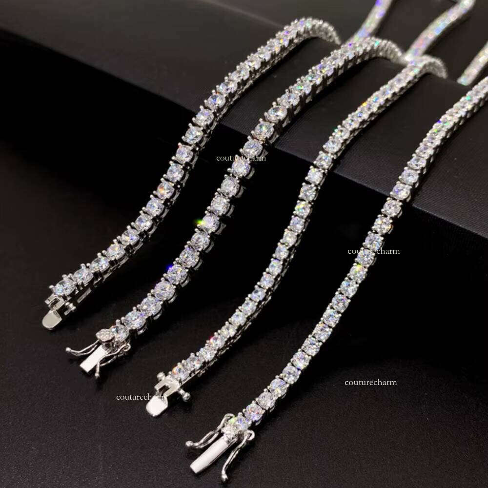 2mm Sier Iced Out for Women Men Jewelry Pass Tester Moissanite Tennis Chain Necklaces