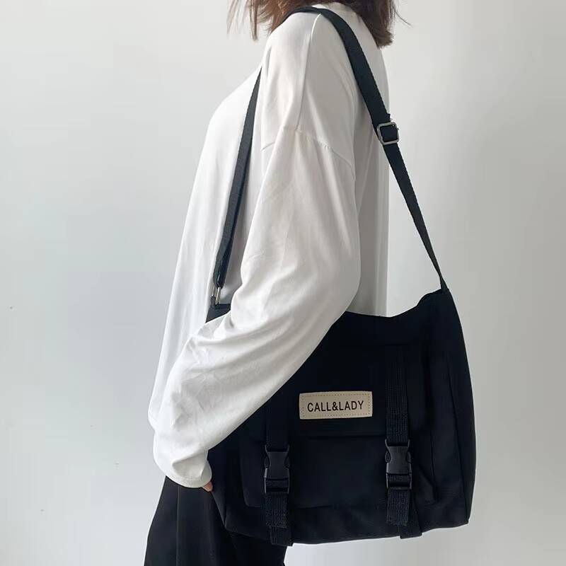Nylon Simple Handbags Messenger Bag Youth Student Waterproof Canvas School Solid Color Crossbody Bags for Women Bolsos Sac ddmynov
