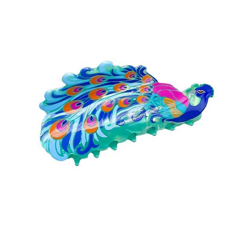 New Oriental Beauty Hair Claw Exquisite Peacock Colorful Personalized Design Hair Claw Clips Hair Accessories for Women Girls Y250707