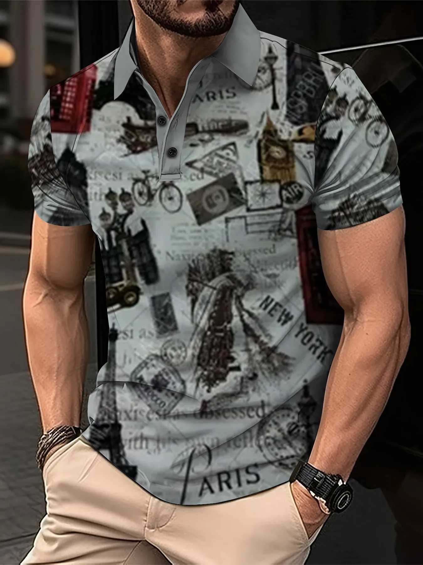 Summer Letter Print Casual Men Polo Shirts Fashion Business Comfortable Breathable Cool Top Mens Short-Sleeved Polo Shirt Y250707 Y250707