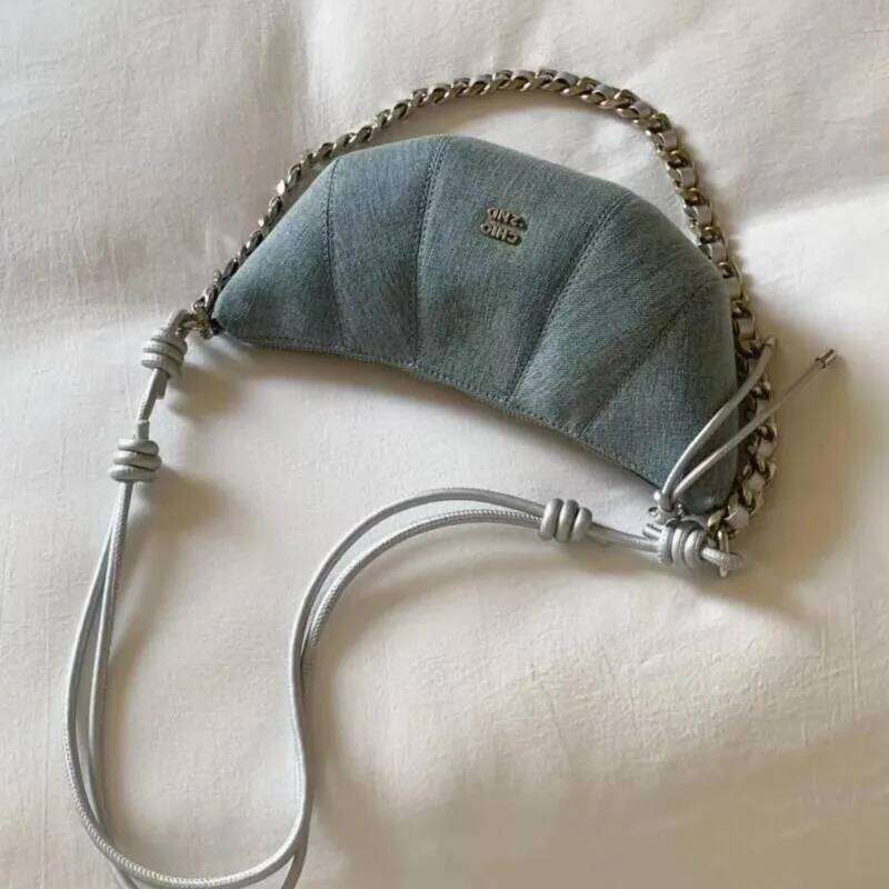 JIAERDI Retro Denim Hobos Bags Purse Women Hot Girls Chain Chic Light Blue Messenger Female Haruku Aesthetic Crossbody Bag