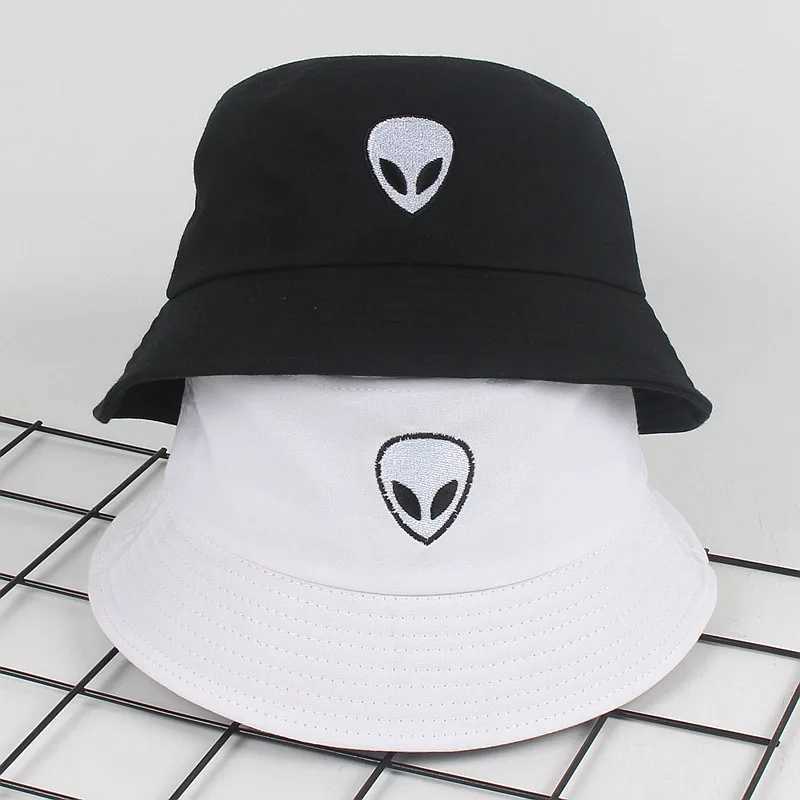 New Alien Foldable Bucket Hat Women Beach Sun Flat Hats Men Fisherman Outdoor Alien Hip Hop Caps Boonie Gift Y250707