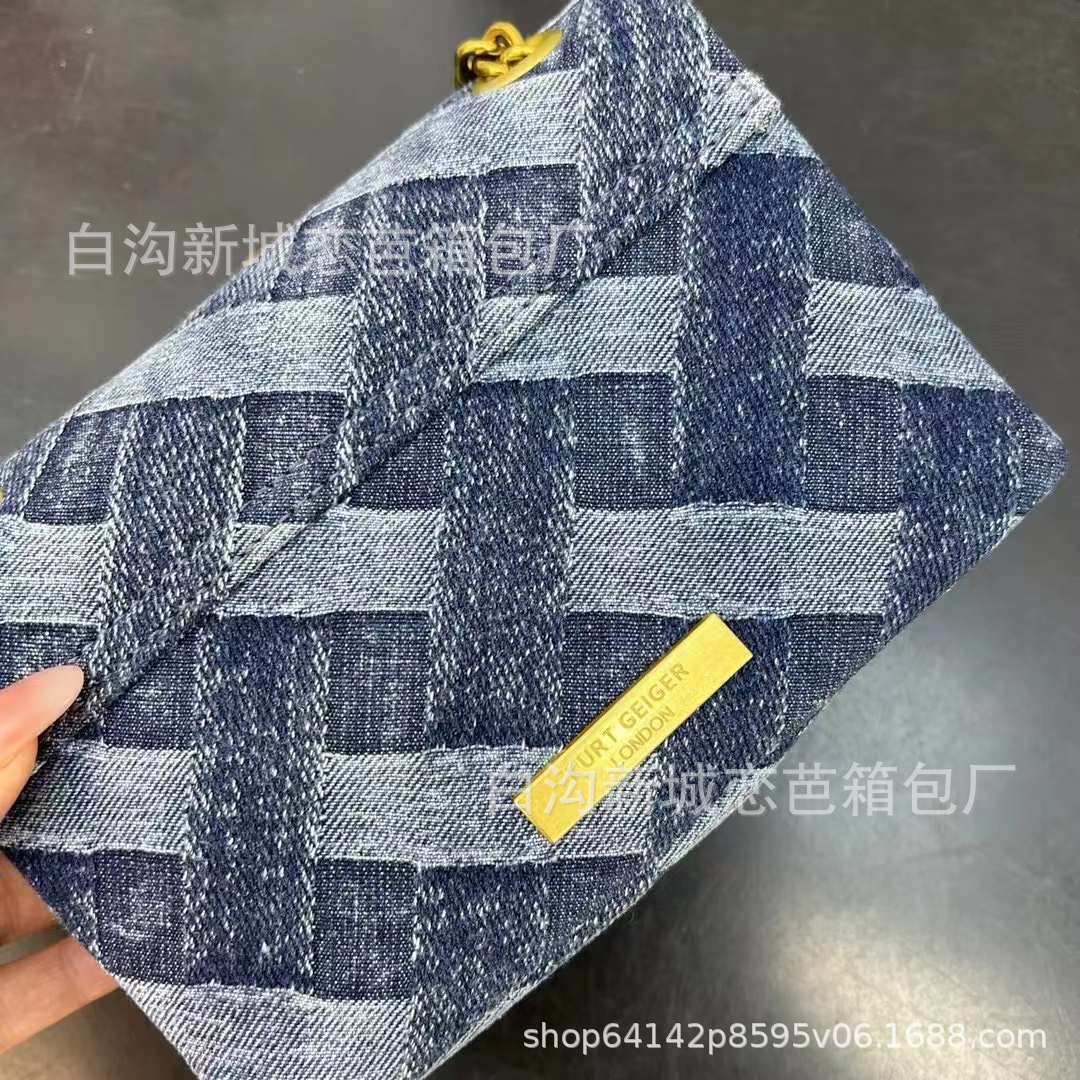 Designer 2025 Denim Woven Small Square Eagle Head High-End Shoulder Chain Luxury Women's Bag