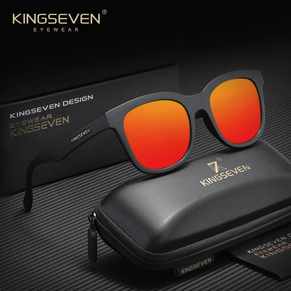 Kingseven Classical Fashion Male Sunglasses Travel Driving Men Women Polarized UV400 Round Frame Trendy Cat Eye Matte Eyeglasses 250707