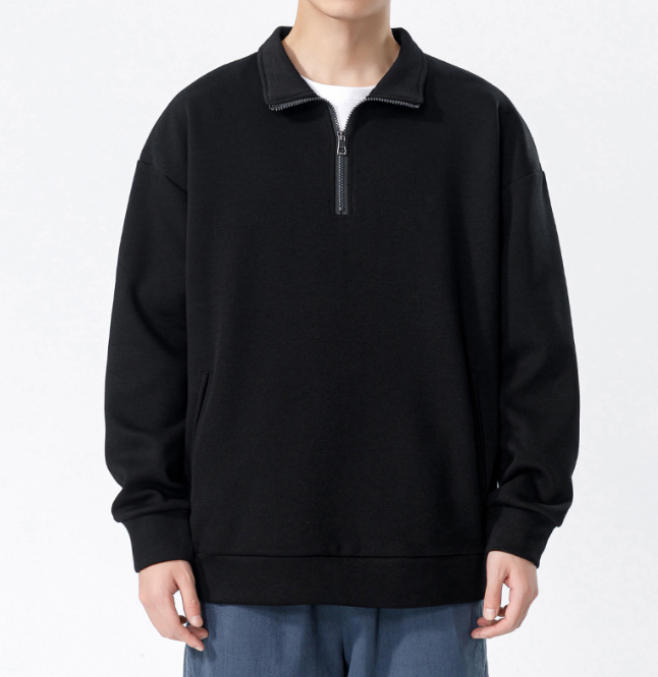 38 Turtleneck Sweatshirt for Men Autumn and Winter Thickened Loose Trendy Solid Color Casual