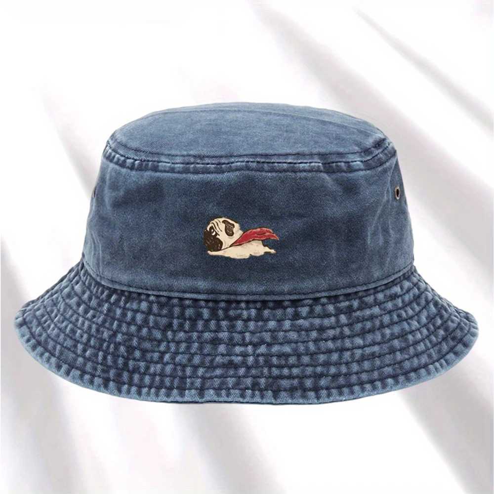 Dog print fisherman hat foldable storage washed and vintage style unisex fashionable bucket hat basin hat Y250707