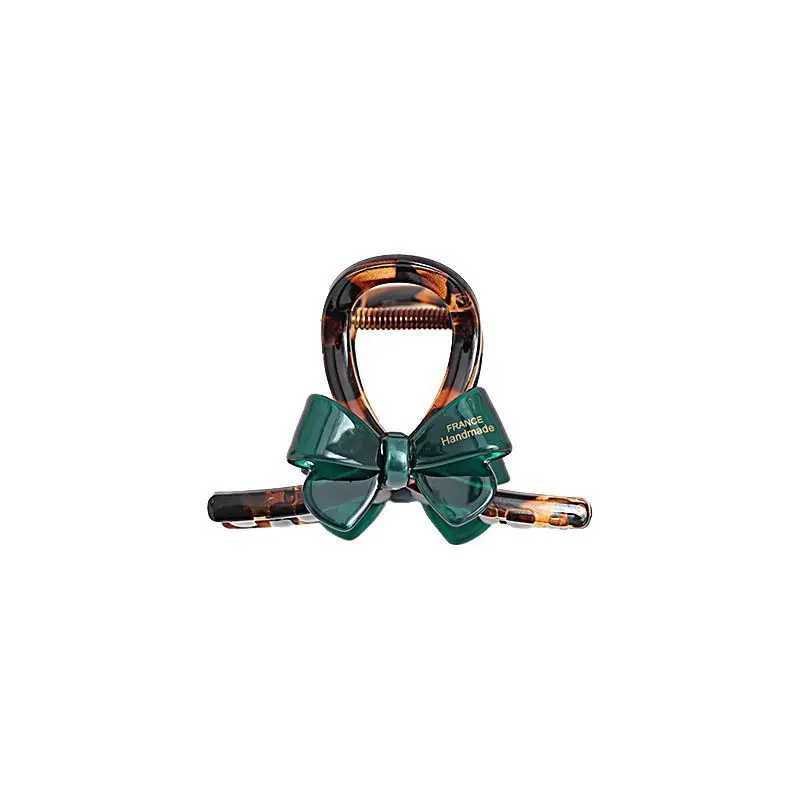 1pc Korean contrasting bow medium shark clip fashionable hot stamping letters half tied hair clip hair clip Z250707