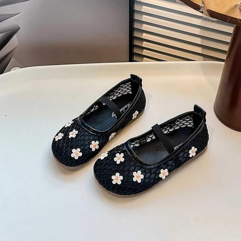 New Girl Princess Shoes Summer Elegant Flower Childrens Flats Fashion Breathable Kids Casual Shoes Slip-on Versatile Shallow R250707