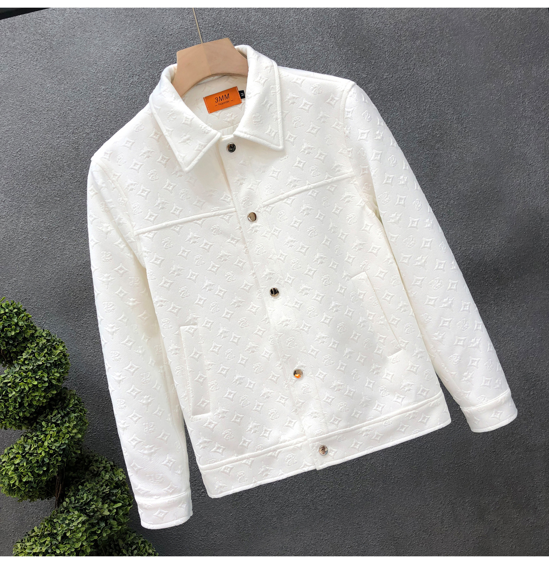 Handsome versatile men's coat spring autumn new slim fit top casual hot selling printed jacket black and white