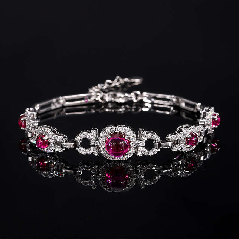 Tourmaline Imitation Blood Red Royal Blue Colorful Gemstone Bracelet Bangle Women's Jewelry Ddb