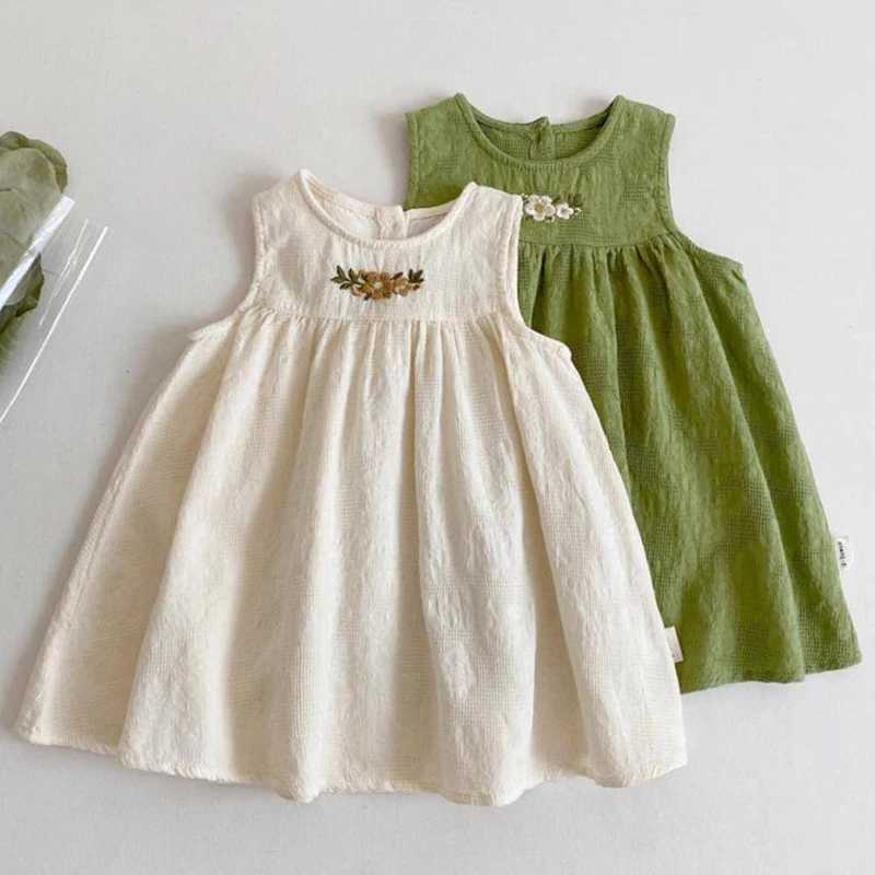 1-6 Years Kids Clothing Summer Embroidered Cotton Baby Girls Dress Fashion Casual Vest Princess Dress Comfort Children Girls Dress R250707