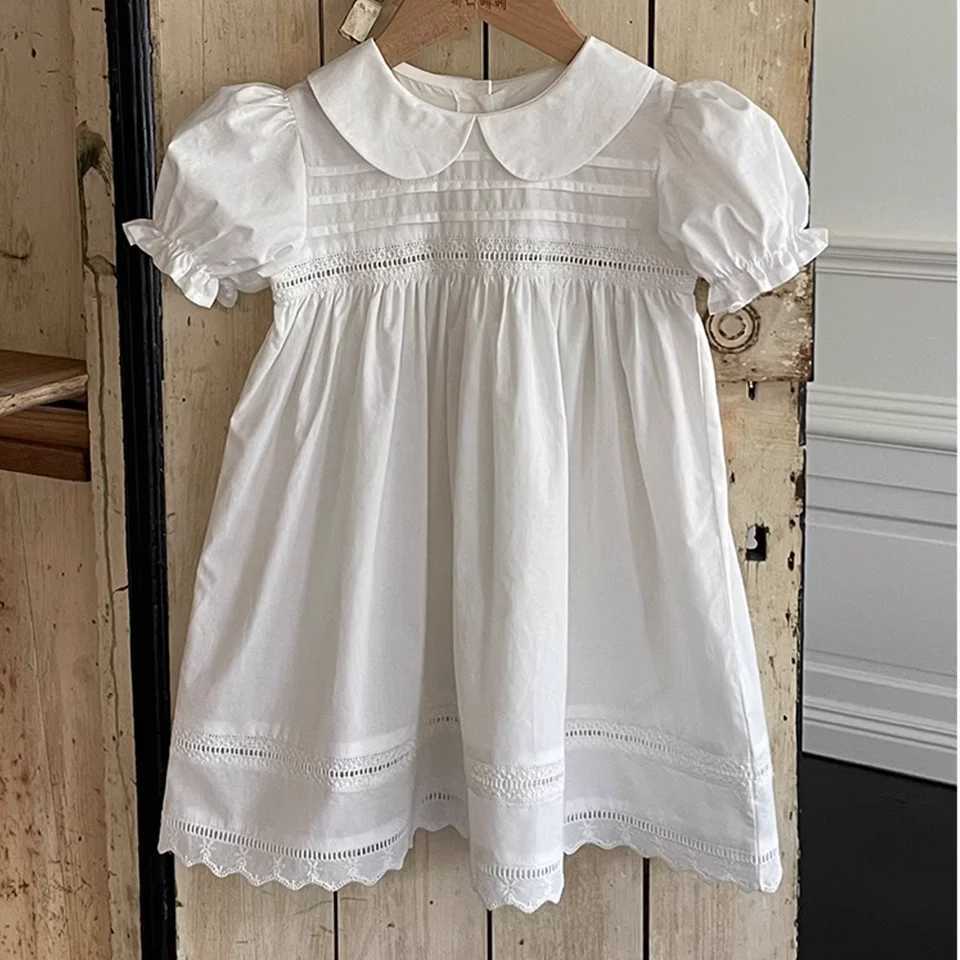 Childrens Dress Summer Casual Dress for Girls Pastoral Style Embroidery Flower Peter Collar Princess Dress Toddler Girl Dress R250707