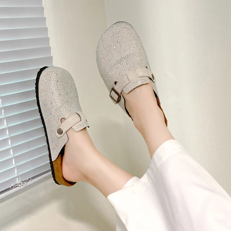 New designer slides clogs slippers Crystal Chunky Outdoors Mules womens sliders Summer slipper Buckled Luxury sandals Casual Beach flip flops size 35-