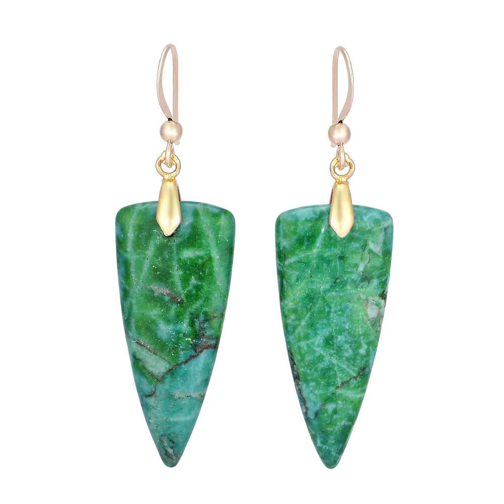 Imperial Jasper Triangle Earrings Natural Stone Bohemian Women's Gift