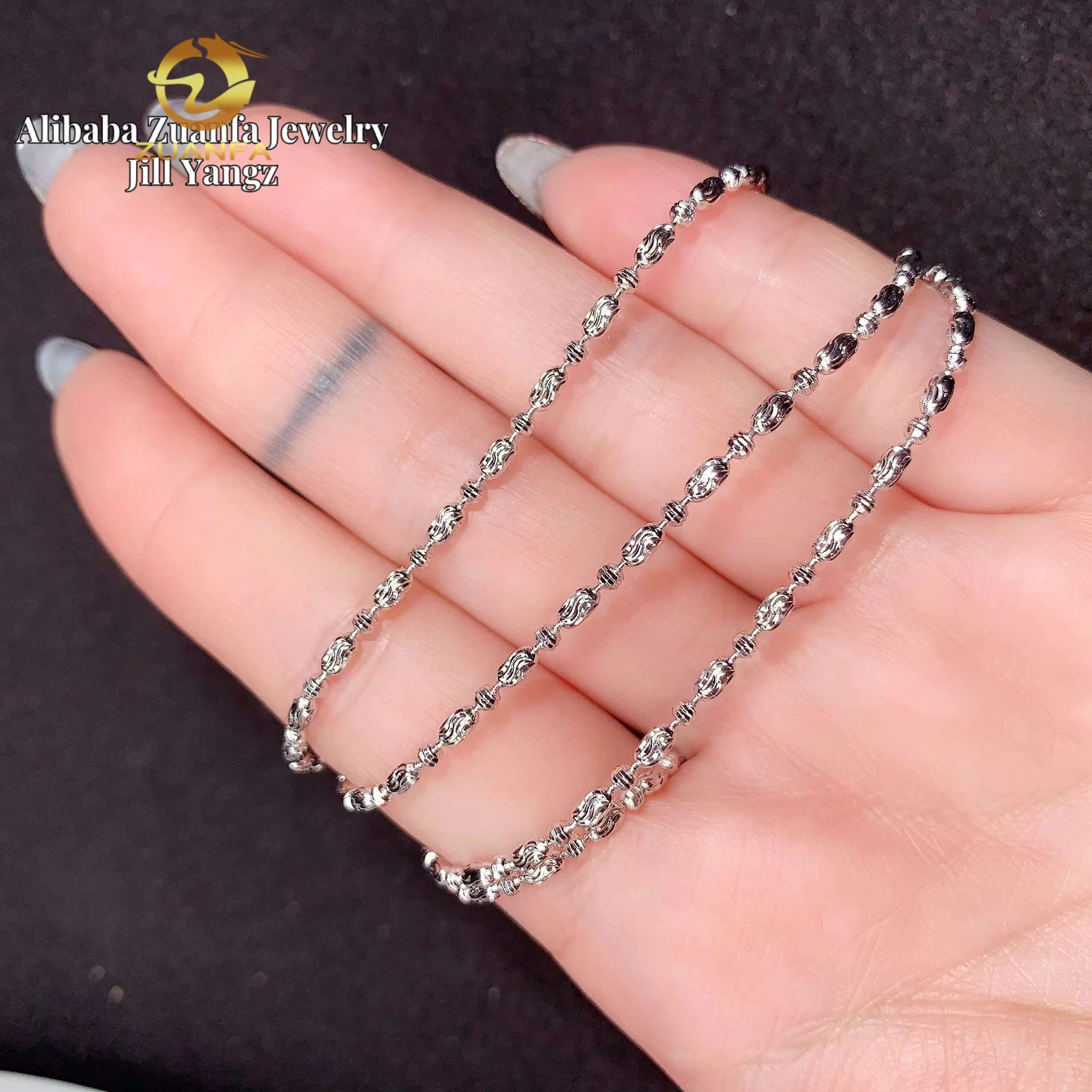 Affordable 2mm 4mm Moon Ice Bead Chain Plain 925 Silver Necklace Bracelet NO Moissanite Chain Rope Chain Milk Cut