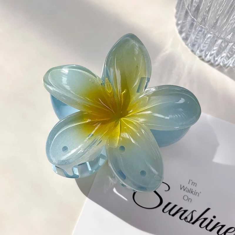 Boho Gradient Large Flower Acrylic Hair Clip for Women Sweet Hair Claws Crab Clamp Barrettes Hawaiian Hair Accessories Y250707