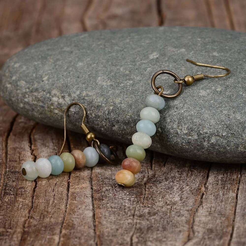 casual Natural Stone bohemian Style Overlay Beads Earrings