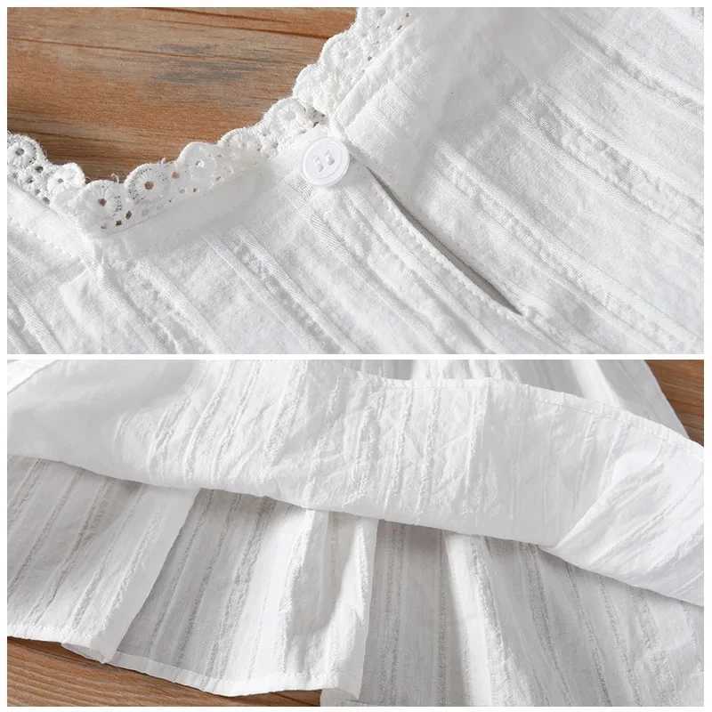Little Maven Korean Summer Cute Baby Girl Solid Clothes Elegant White Dress Lace Children Refreshing Girls Princess Party Dress R250707