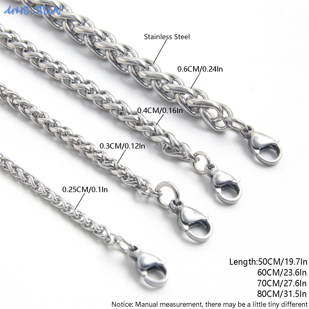 SUNSLL Stainless Steel M Flower Basket Chain Necklaces Silver Color Braided Wheat For Women Men Minimalist Jewelry 250704