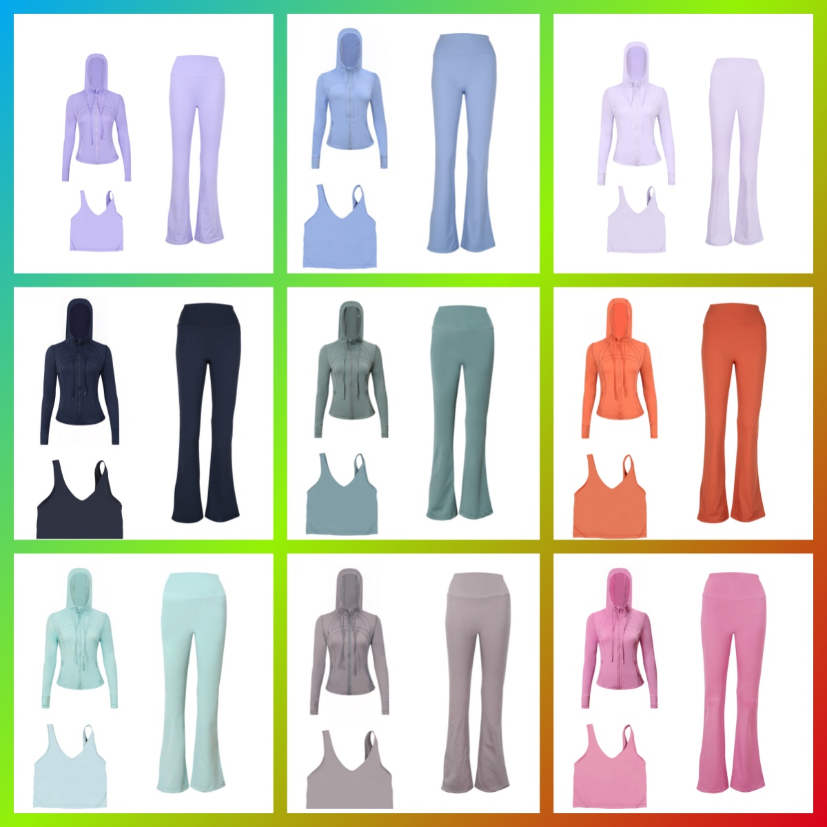 Women yoga bra leggings set Hooded jacket U-shaped flared pants three piece set elastic sportswear pants fitness gym Womens Fitness luluess lemonity set