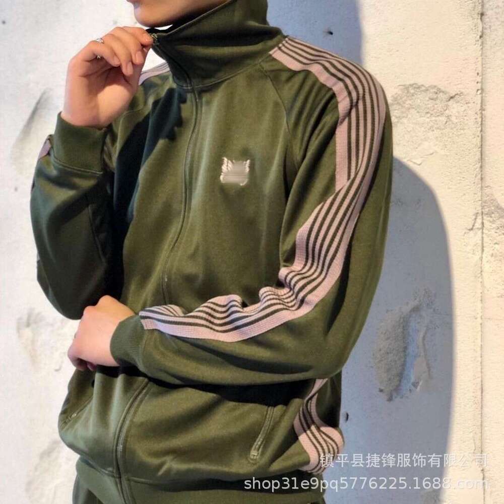 Autumn Winter New Embroidered Butterfly Zipper Sports Side Stripe Jacket Trendy Casual Stand Collar Unisex Top